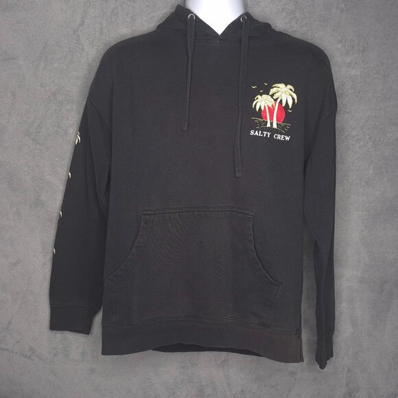 Salty Crew Mens Pullover Hoodie L Palm Tree Ocean Graphics Imperfect - Picture 2 of 7